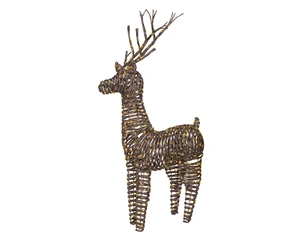 Micro LED rendier wicker bruin 104cm