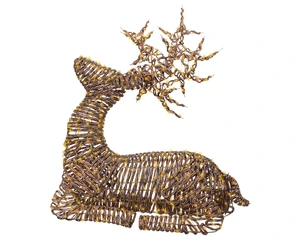 Micro LED rendier wicker bruin 88cm